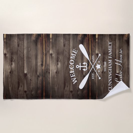 ファミリ名 |オールといかりカスタム ビーチタオル (正面)