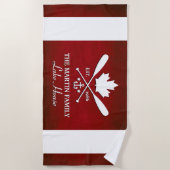 ファミリ名 |カナダメープルリーフカスタム ビーチタオル (正面)