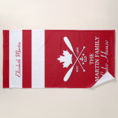 ファミリ名 |カナダメープルリーフカスタム ビーチタオル (正面)