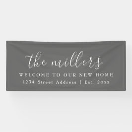 ファミリ名 |グレー |引っ越し祝いパーティーパーティー 横断幕
