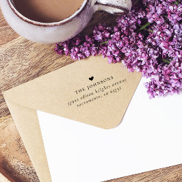 ファミリ名、ハートおよび差出人住所カスタム ラバースタンプ