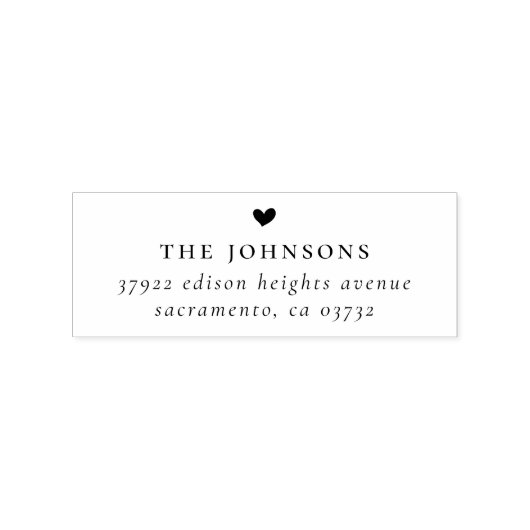 ファミリ名、ハートおよび差出人住所カスタム ラバースタンプ (インプリント)