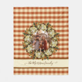 ファミリ名+フォトバッファローチェック秋フローラ フリースブランケット (正面)