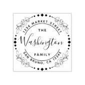 ファミリ名 |フローラスタイリッシュラウンド差出人住所 ラバースタンプ (インプリント)