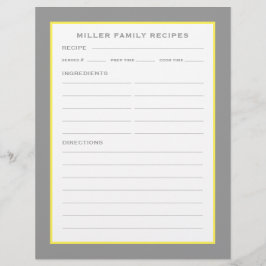 ファミリ名+レシピ |シンプル灰色の黄色と白
