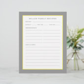 ファミリ名+レシピ |シンプル灰色の黄色と白 (スタンド正面)