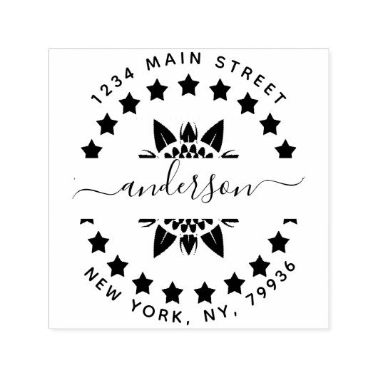 ファミリ名、独自のラウンド差出人住所の作成 セルフインキングスタンプ (デザイン)