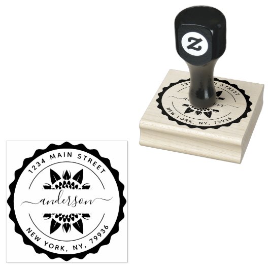 ファミリ名、独自のラウンド差出人住所の作成 ラバースタンプ (押印)