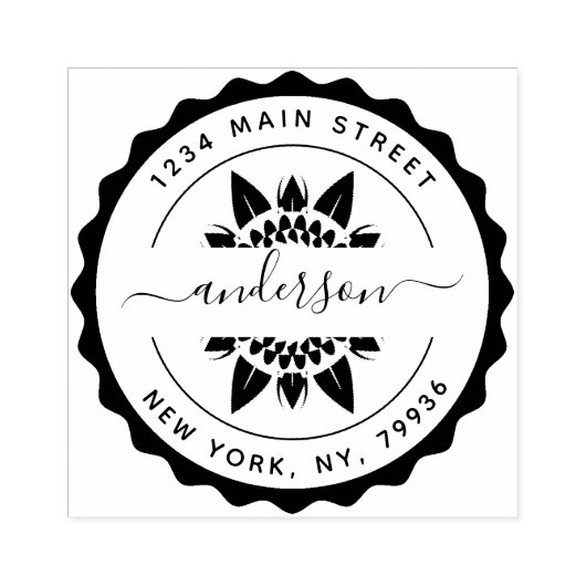 ファミリ名、独自のラウンド差出人住所の作成 ラバースタンプ (インプリント)