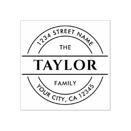 ファミリ名 |独自のラウンド差出人住所の作成 ラバースタンプ