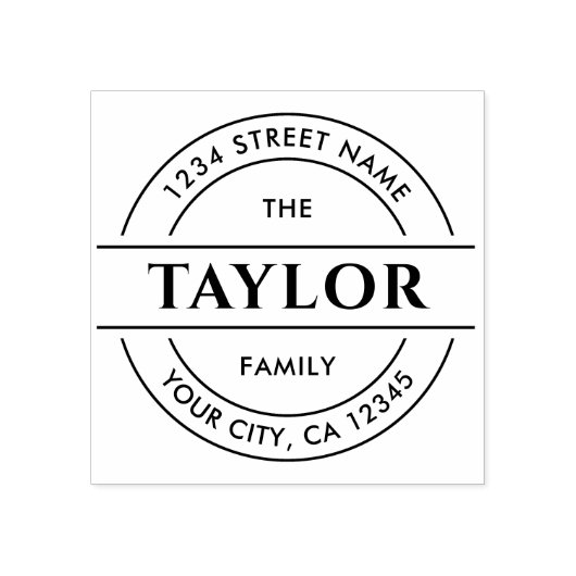 ファミリ名 |独自のラウンド差出人住所の作成 ラバースタンプ (インプリント)