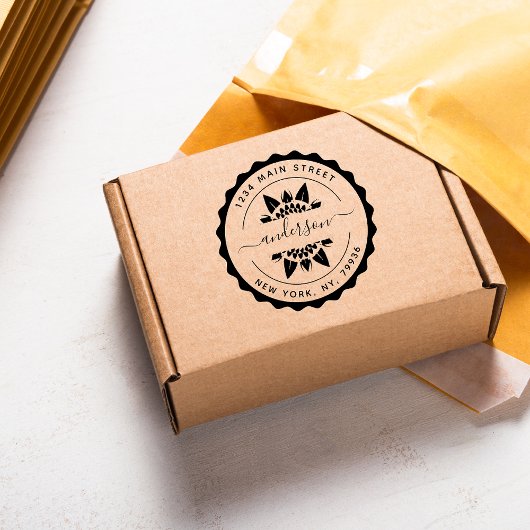 ファミリ名、独自のラウンド差出人住所の作成 ラバースタンプ