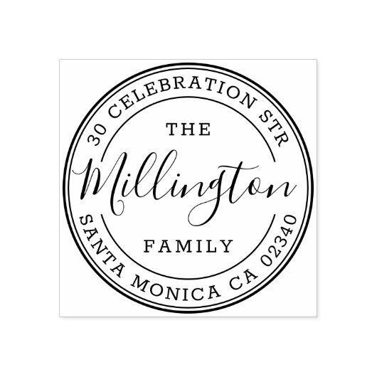 ファミリ名 |独自のラウンド差出人住所の作成 ラバースタンプ (インプリント)