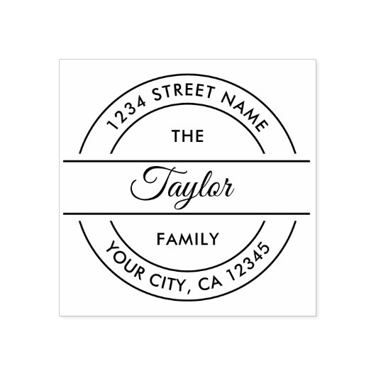 ファミリ名 |独自のラウンド差出人住所の作成 ラバースタンプ (インプリント)