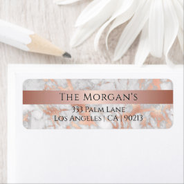 ファミリ名、白およびバラ金ゴールド大理石ラベル ラベル