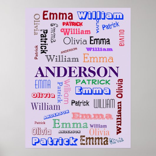 ファミリ名Dazzling Word Cloud ポスター (正面)