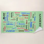 ファミリ名🃏Wordコラージュ ビーチタオル (正面)
