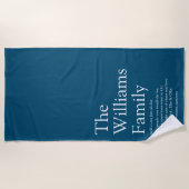 ファミリ定義おもしろい青モダン ビーチタオル (正面)