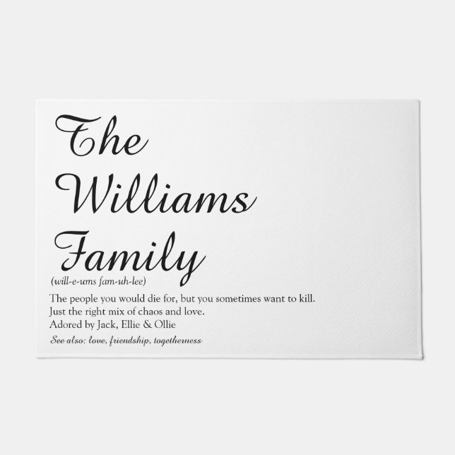 ファミリ定義スクリプトのおもしろい モダン ドアマット (正面)