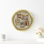 ファミリ履歴アンティークフォトフレーム金ゴールドコラージュ ラージ壁時計 (ホーム)