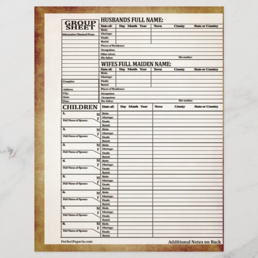 [ファミリ履歴]グループシート (正面)