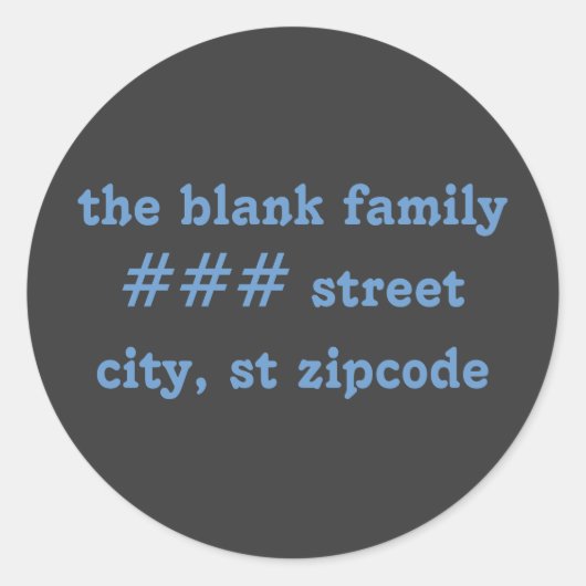 ファミリ差出人住所ラベル – パーソナライズ情報 ラウンドシール (正面)