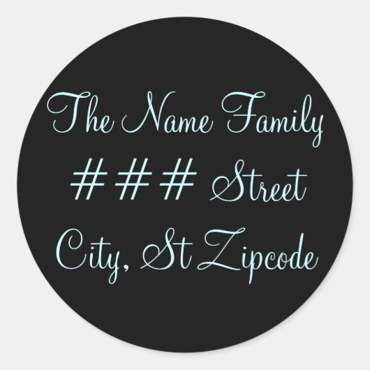 ファミリ差出人住所ラベル – 個人情報のパーソナライズ ラウンドシール (正面)