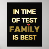 ファミリ引用文と赤いハート金ゴールド 箔ポスター (正面)