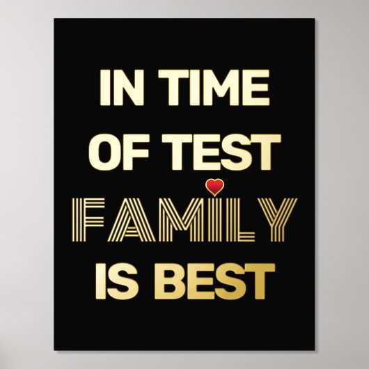 ファミリ引用文と赤いハート金ゴールド 箔ポスター (正面)