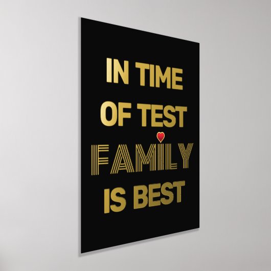 ファミリ引用文と赤いハート金ゴールド 箔ポスター (レイダウン)