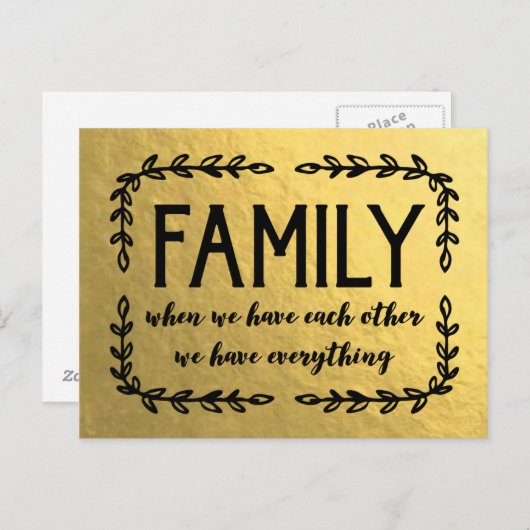 ファミリ引用文オン金ゴールドリーフ ポストカード (正面/裏面)