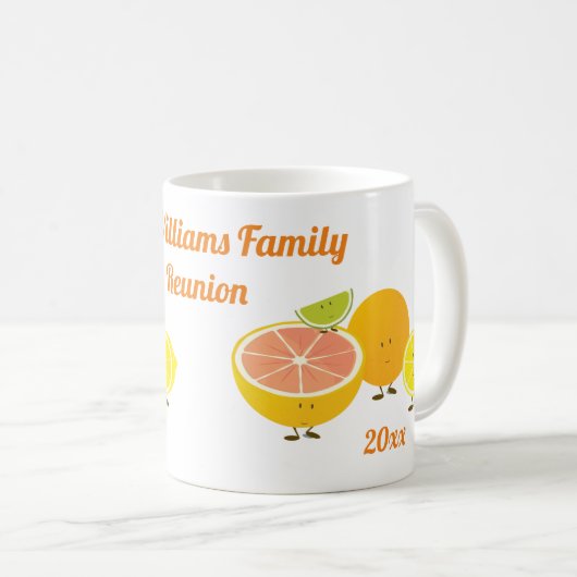 ファミリ懇親会のキープスク名おもしろいのCartoon Fruit コーヒーマグカップ (正面右)