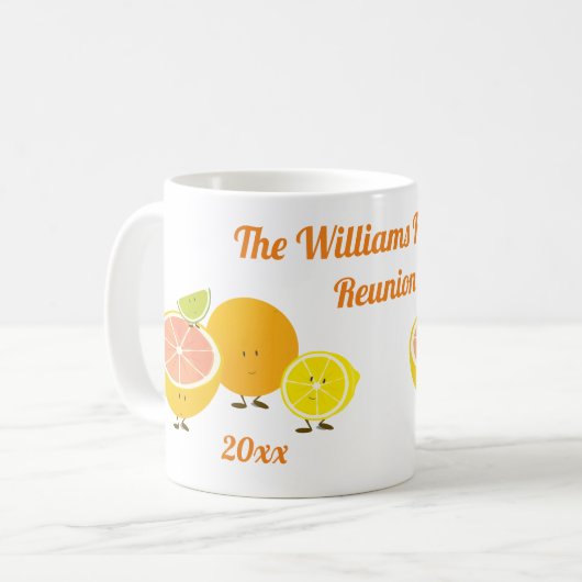 ファミリ懇親会のキープスク名おもしろいのCartoon Fruit コーヒーマグカップ (正面左)