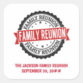 ファミリ懇親会のロゴ黒い赤 スクエアシール (正面)