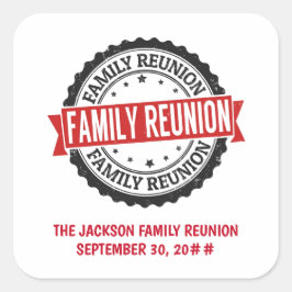 ファミリ懇親会のロゴ黒い赤 スクエアシール