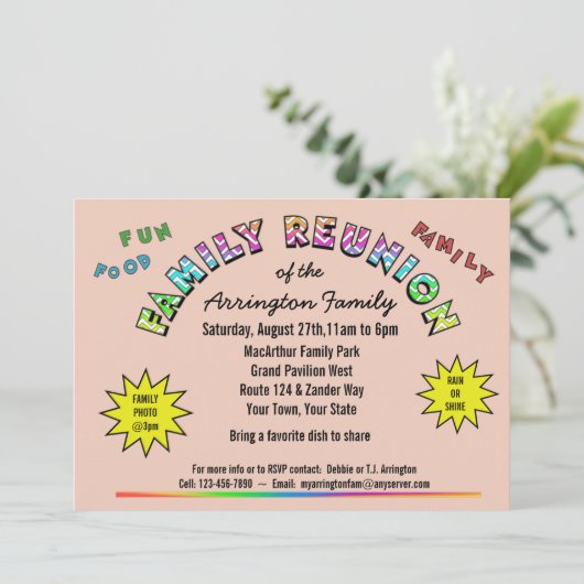 ファミリ懇親会の色の発表招待状 招待状 (スタンド正面)