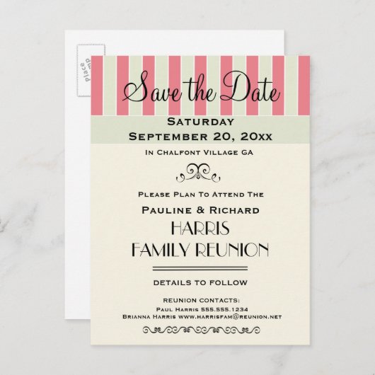 ファミリ懇親会またはパーティークリームバラ日付の保存 案内ポストカード