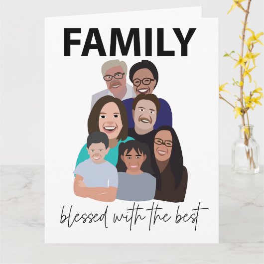 ファミリ懇親会クールファミリ懇親会グリーティング カード (黄色い花)