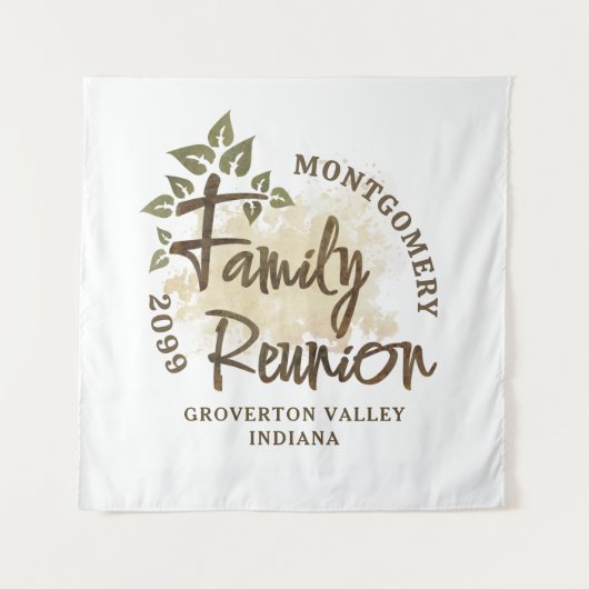 ファミリ懇親会スクリプトツリー名の水色 タペストリー (正面)