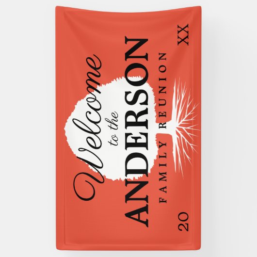 ファミリ懇親会ツリーのロゴへようこそカスタム 横断幕 (縦)