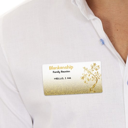ファミリ懇親会ツリーアート金ゴールドグリッター名タグ ラベル