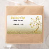 ファミリ懇親会ツリーアート金ゴールドグリッター名タグ ラベル (インサイチュ)