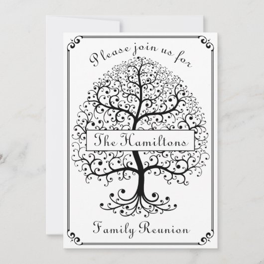 ファミリ懇親会ツリーエレガントモダンシンプルパーティー 招待状 (正面)