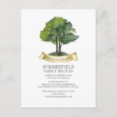ファミリ懇親会ツリーリボン水彩タイポグラフィ インビテーションポストカード (正面)