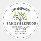 ファミリ懇親会ツリー名前をカスタムする、場所、日付 ラウンドシール (正面)