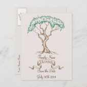 ファミリ懇親会ツリー日付の保存 案内ポストカード (正面/裏面)