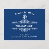 ファミリ懇親会ツリー日付を青で保存 ポストカード (正面)