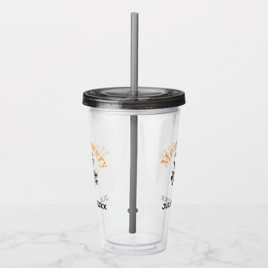 ファミリ懇親会トレンディーオレンジブラックツリーアートワーク アクリルタンブラー (右)