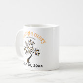 ファミリ懇親会トレンディーオレンジブラックツリーアートワーク コーヒーマグカップ (正面左)