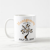 ファミリ懇親会トレンディーオレンジブラックツリーアートワーク コーヒーマグカップ (左)